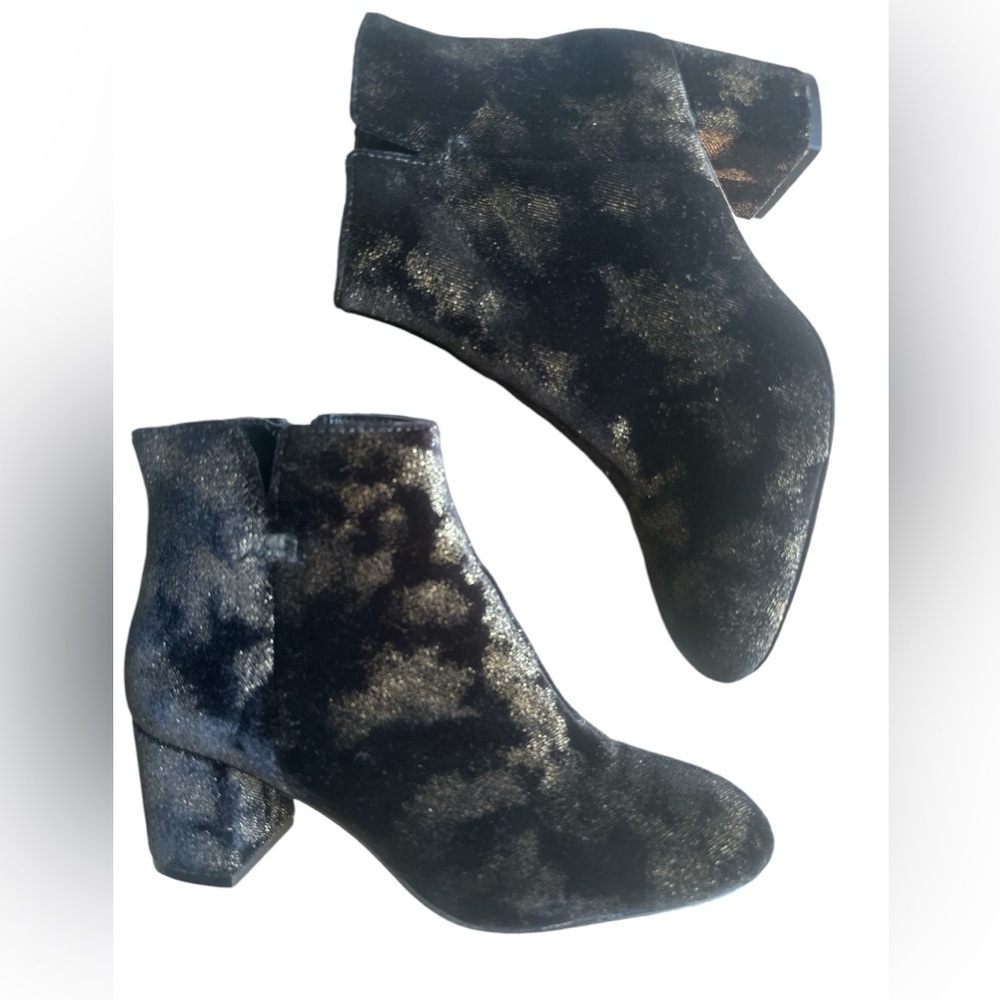 KATE SPADE Longley black gold spotted velvet ankle boots Size 7M - Picture 3 of 6